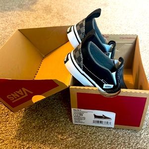 infant checkered vans slip ons size 4.5